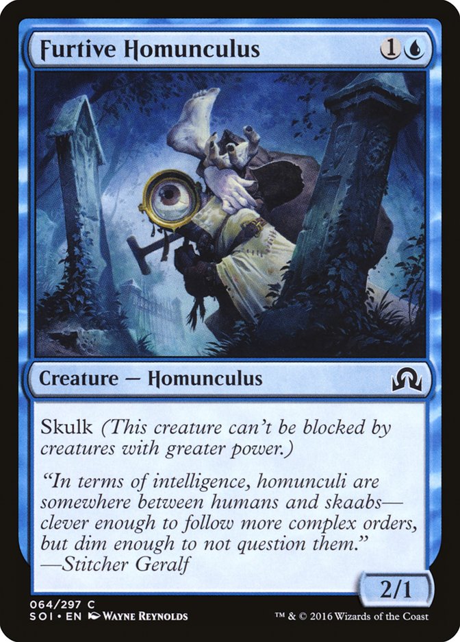 This Is An Image Of The Magic The Gathering Card Furtive Homunculus From The Set Shadows over Innistrad - Designed By Artist Wayne Reynolds