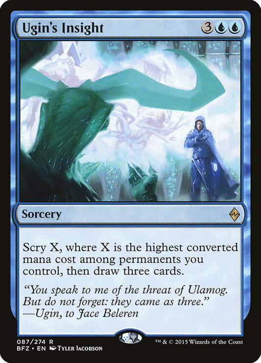 This Is An Image Of The Magic The Gathering Card Ugin's Insight From The Set Battle for Zendikar - Designed By Artist Tyler Jacobson