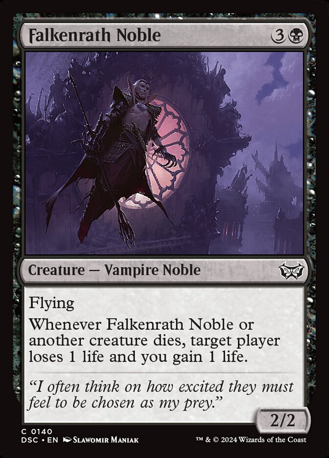 This Is An Image Of The Magic The Gathering Card Falkenrath Noble From The Set Duskmourn: House of Horror Commander - Designed By Artist Slawomir Maniak