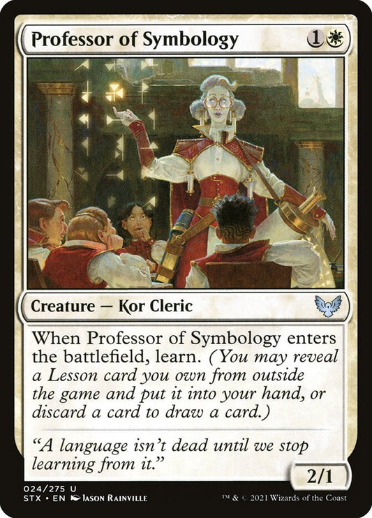 This Is An Image Of The Magic The Gathering Card Professor of Symbology From The Set Strixhaven: School of Mages - Designed By Artist Jason Rainville