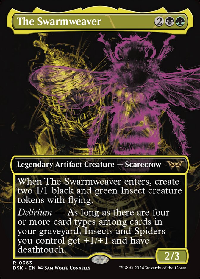 This Is An Image Of The Magic The Gathering Card The Swarmweaver From The Set Duskmourn: House of Horror - Designed By Artist Helge C. Balzer