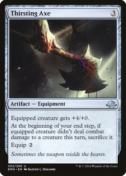 This Is An Image Of The Magic The Gathering Card Thirsting Axe From The Set Eldritch Moon - Designed By Artist Bastien L. Deharme