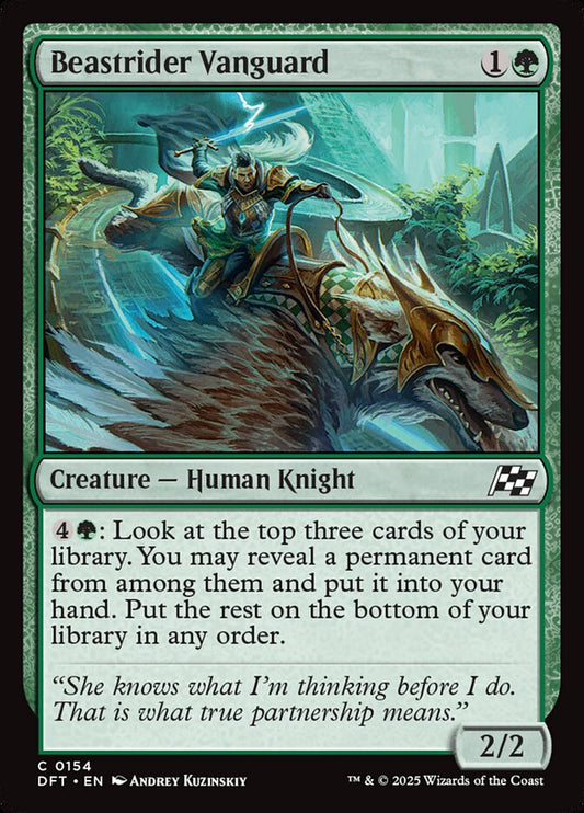 This Is An Image Of The Magic The Gathering Card Beastrider Vanguard From The Set Aetherdrift - Designed By Artist Andrey Kuzinskiy