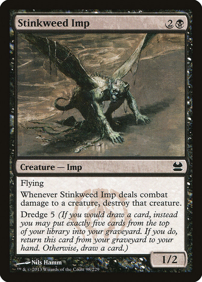 This Is An Image Of The Magic The Gathering Card Stinkweed Imp From The Set Duel Decks Anthology: Divine vs. Demonic - Designed By Artist Nils Hamm