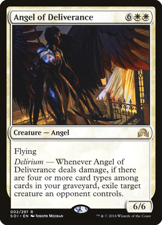 This Is An Image Of The Magic The Gathering Card Angel of Deliverance From The Set Shadows over Innistrad - Designed By Artist Joseph Meehan