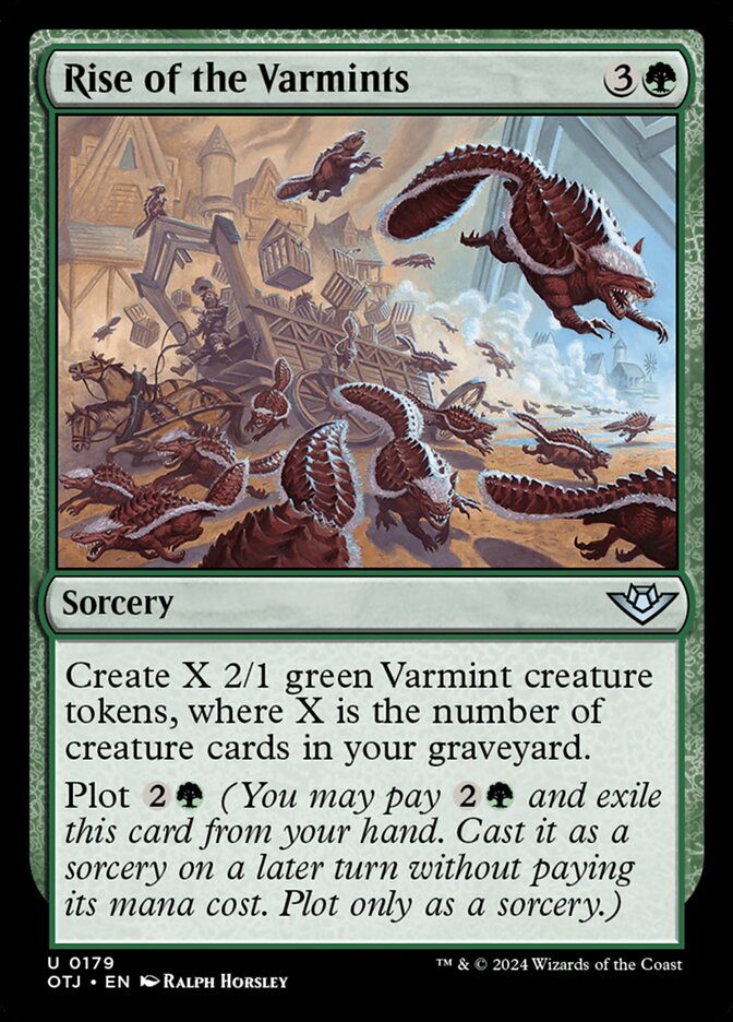 This Is An Image Of The Magic The Gathering Card Rise of the Varmints From The Set Outlaws of Thunder Junction - Designed By Artist Ralph Horsley