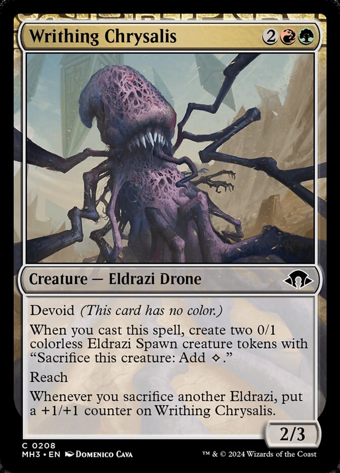 This Is An Image Of The Magic The Gathering Card Writhing Chrysalis From The Set Modern Horizons 3 - Designed By Artist Domenico Cava
