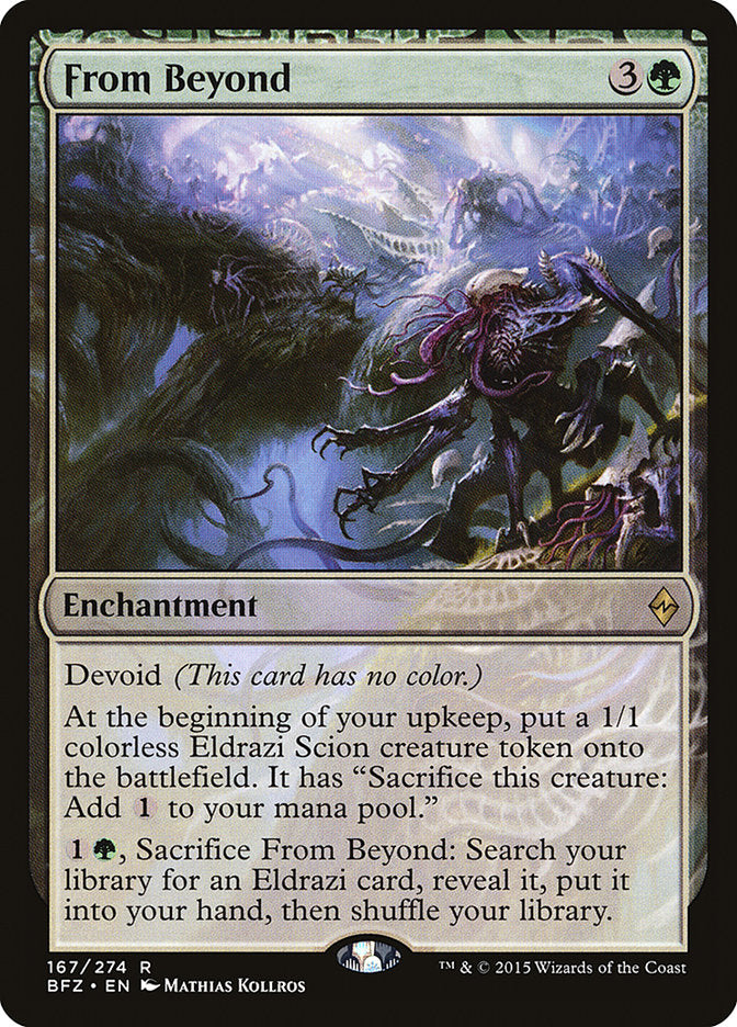 This Is An Image Of The Magic The Gathering Card From Beyond From The Set Battle for Zendikar - Designed By Artist Mathias Kollros