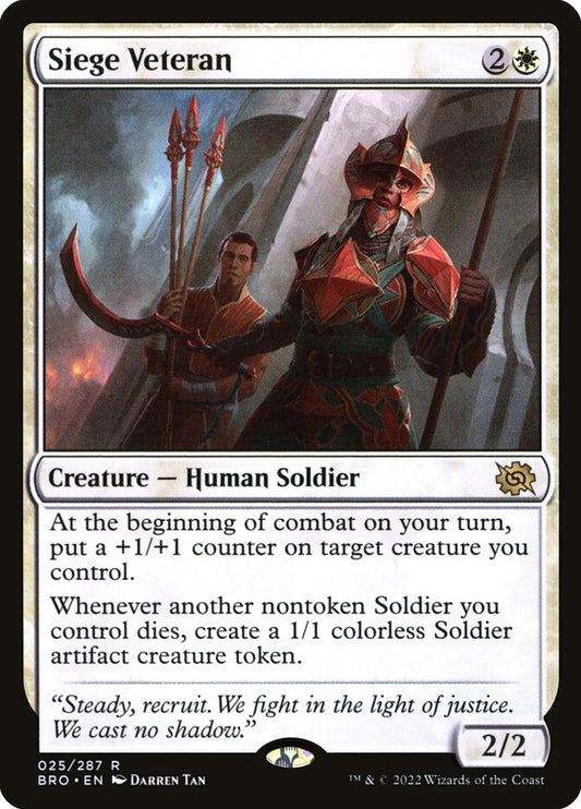 This Is An Image Of The Magic The Gathering Card Siege Veteran From The Set The Brothers' War - Designed By Artist Darren Tan