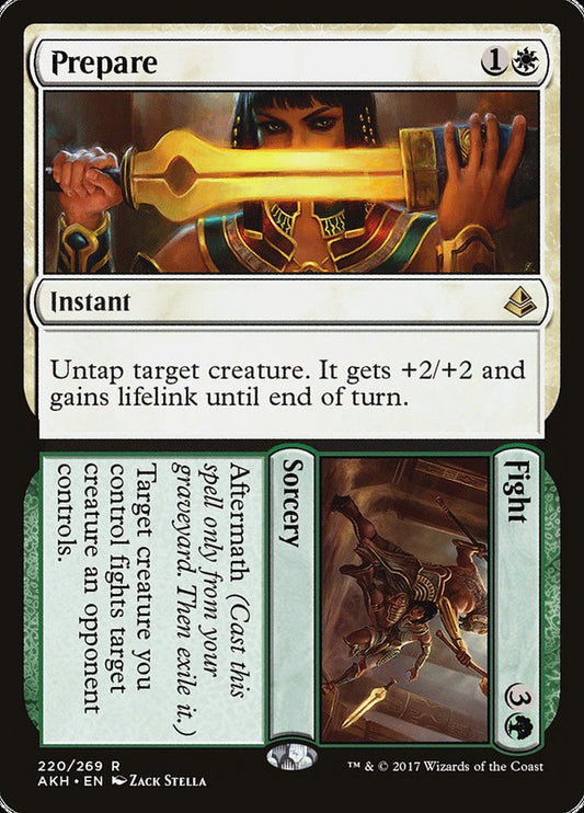 This Is An Image Of The Magic The Gathering Card Prepare // Fight From The Set Amonkhet - Designed By Artist Zack Stella