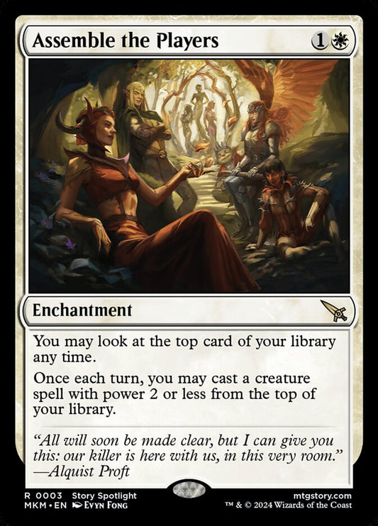 This Is An Image Of The Magic The Gathering Card Assemble the Players From The Set Murders at Karlov Manor - Designed By Artist Evyn Fong