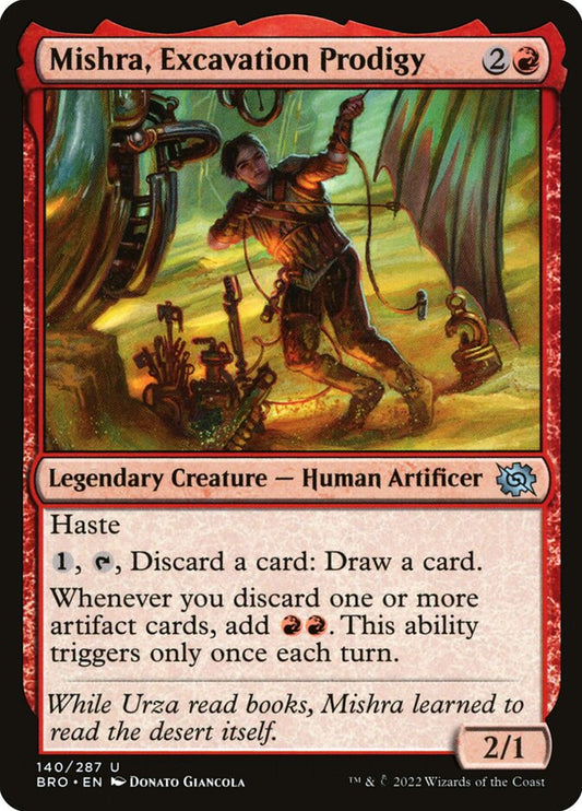 This Is An Image Of The Magic The Gathering Card Mishra, Excavation Prodigy From The Set The Brothers' War - Designed By Artist Donato Giancola