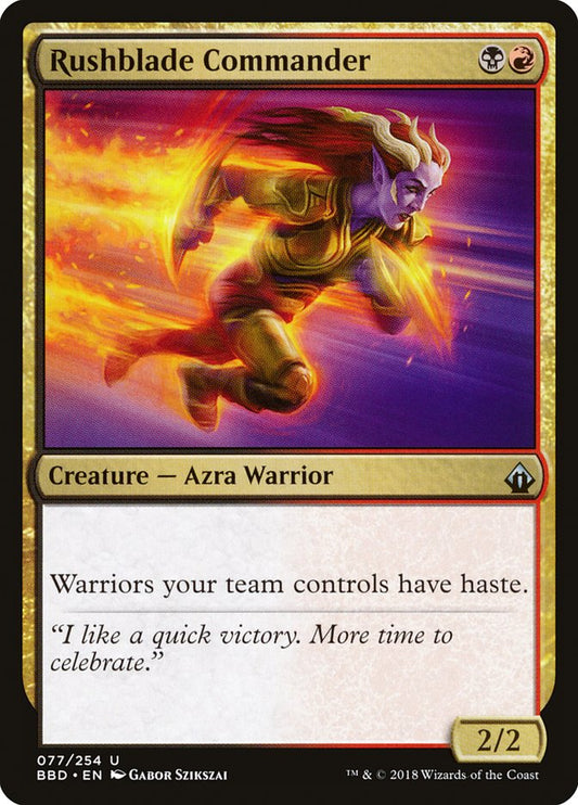 This Is An Image Of The Magic The Gathering Card Rushblade Commander From The Set Battlebond - Designed By Artist Gabor Szikszai