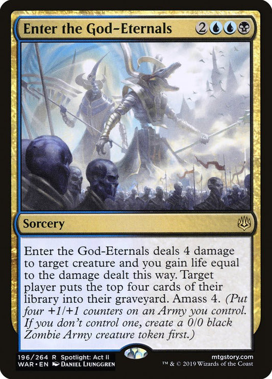 This Is An Image Of The Magic The Gathering Card Enter the God-Eternals From The Set War of the Spark - Designed By Artist Daniel Ljunggren