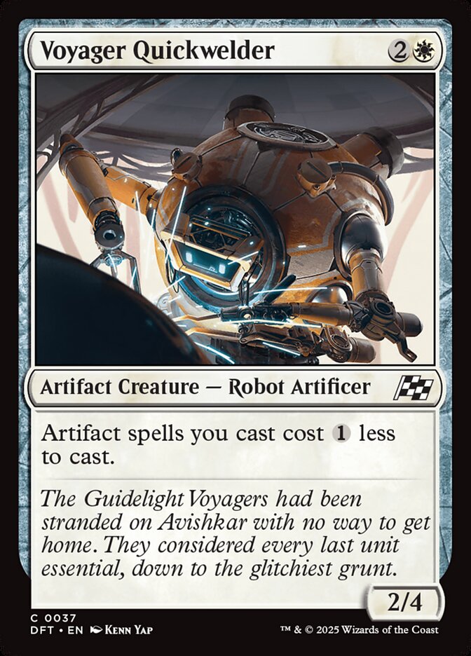 This Is An Image Of The Magic The Gathering Card Voyager Quickwelder From The Set Aetherdrift - Designed By Artist Kenn Yap