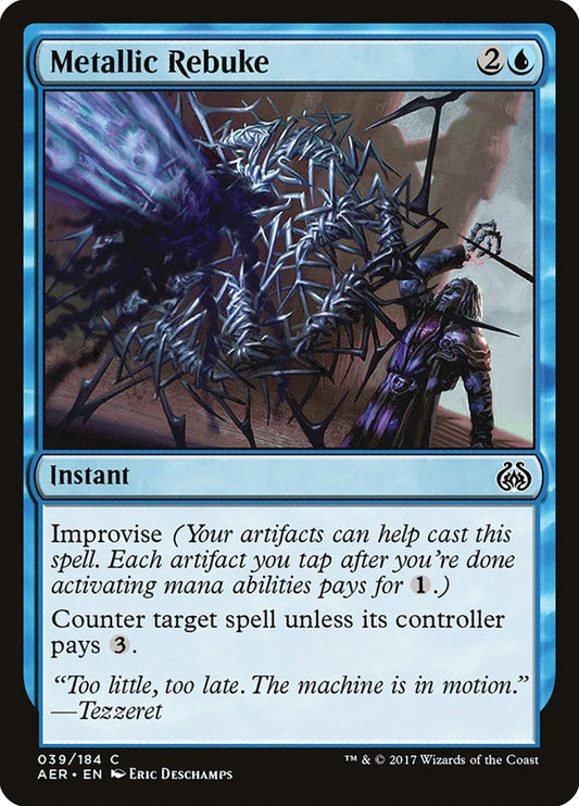 This Is An Image Of The Magic The Gathering Card Metallic Rebuke From The Set Double Masters - Designed By Artist Eric Deschamps