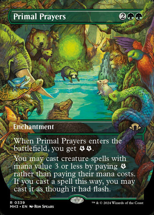 This Is An Image Of The Magic The Gathering Card Primal Prayers From The Set Modern Horizons 3 - Designed By Artist Yeong-Hao Han