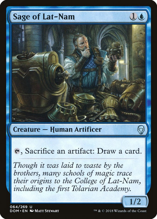 This Is An Image Of The Magic The Gathering Card Sage of Lat-Nam From The Set Dominaria - Designed By Artist Matt Stewart
