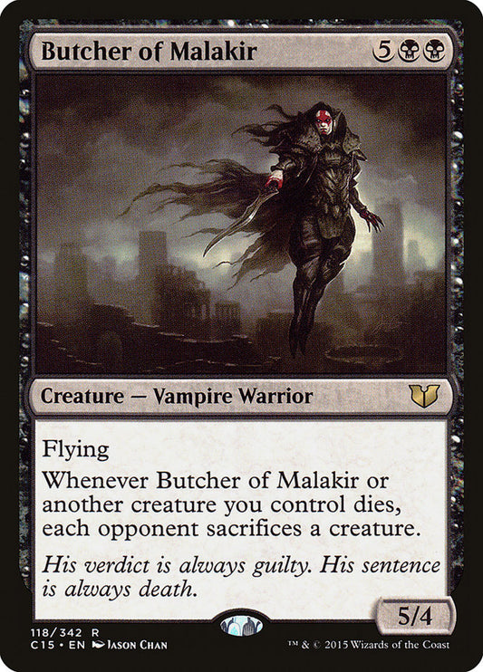 This Is An Image Of The Magic The Gathering Card Butcher of Malakir From The Set The Lost Caverns of Ixalan Commander - Designed By Artist Jason Chan