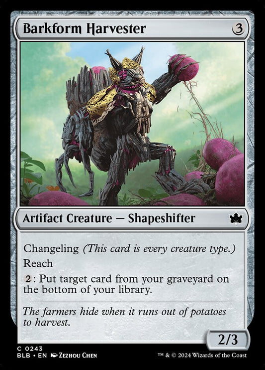 This Is An Image Of The Magic The Gathering Card Barkform Harvester From The Set Bloomburrow - Designed By Artist Zezhou Chen
