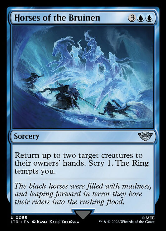 This Is An Image Of The Magic The Gathering Card Horses of the Bruinen From The Set The Lord of the Rings: Tales of Middle-earth - Designed By Artist Kasia 'Kafis' Zielińska
