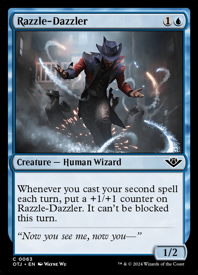 This Is An Image Of The Magic The Gathering Card Razzle-Dazzler From The Set Outlaws of Thunder Junction - Designed By Artist Wayne Wu