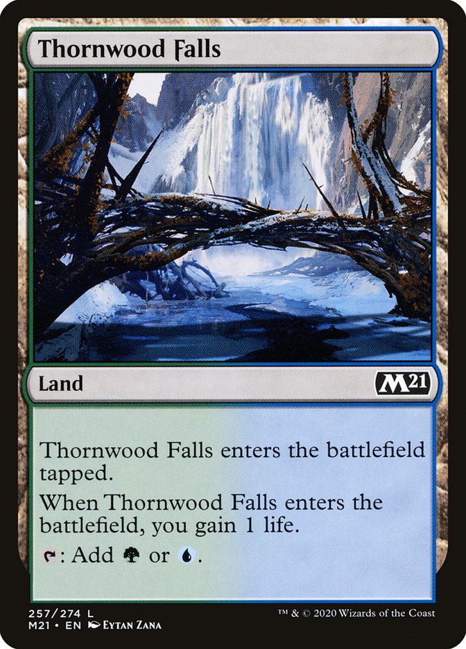 This Is An Image Of The Magic The Gathering Card Thornwood Falls From The Set Tarkir: Dragonstorm - Designed By Artist Alexander Ostrowski