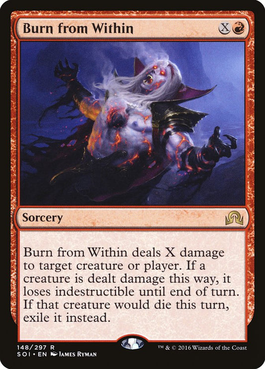 This Is An Image Of The Magic The Gathering Card Burn from Within From The Set Shadows over Innistrad - Designed By Artist James Ryman