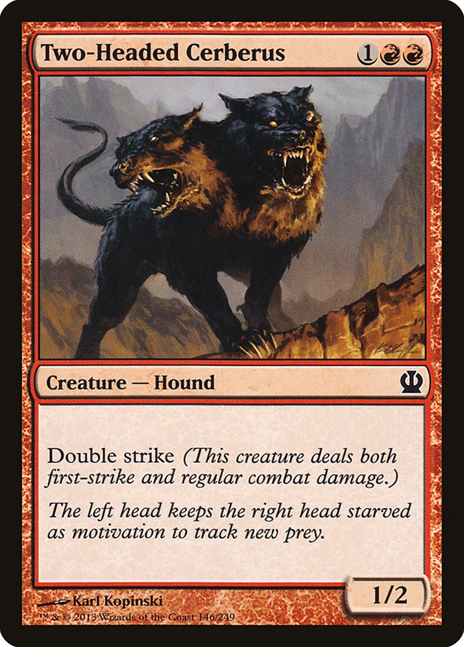 This Is An Image Of The Magic The Gathering Card Two-Headed Cerberus From The Set Theros - Designed By Artist Karl Kopinski