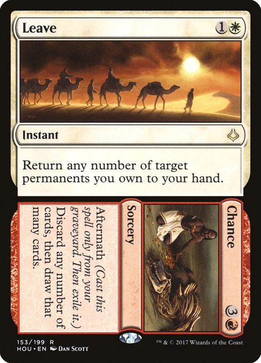 This Is An Image Of The Magic The Gathering Card Leave // Chance From The Set Hour of Devastation - Designed By Artist Dan Murayama Scott