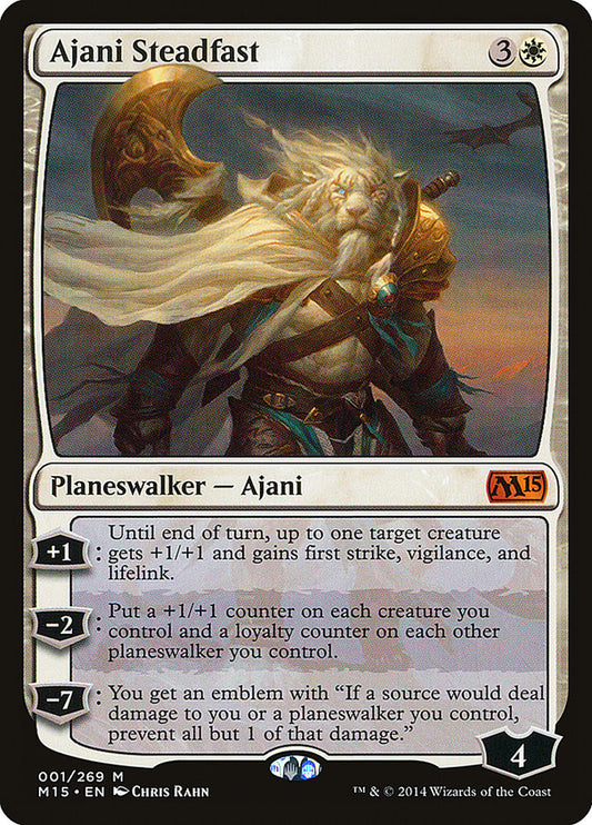This Is An Image Of The Magic The Gathering Card Ajani Steadfast From The Set Commander Masters - Designed By Artist Chris Rahn