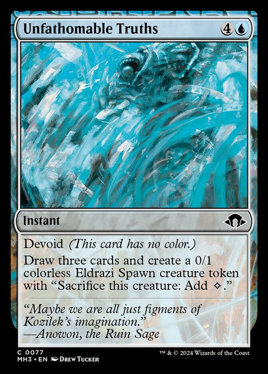 This Is An Image Of The Magic The Gathering Card Unfathomable Truths From The Set Modern Horizons 3 - Designed By Artist Drew Tucker