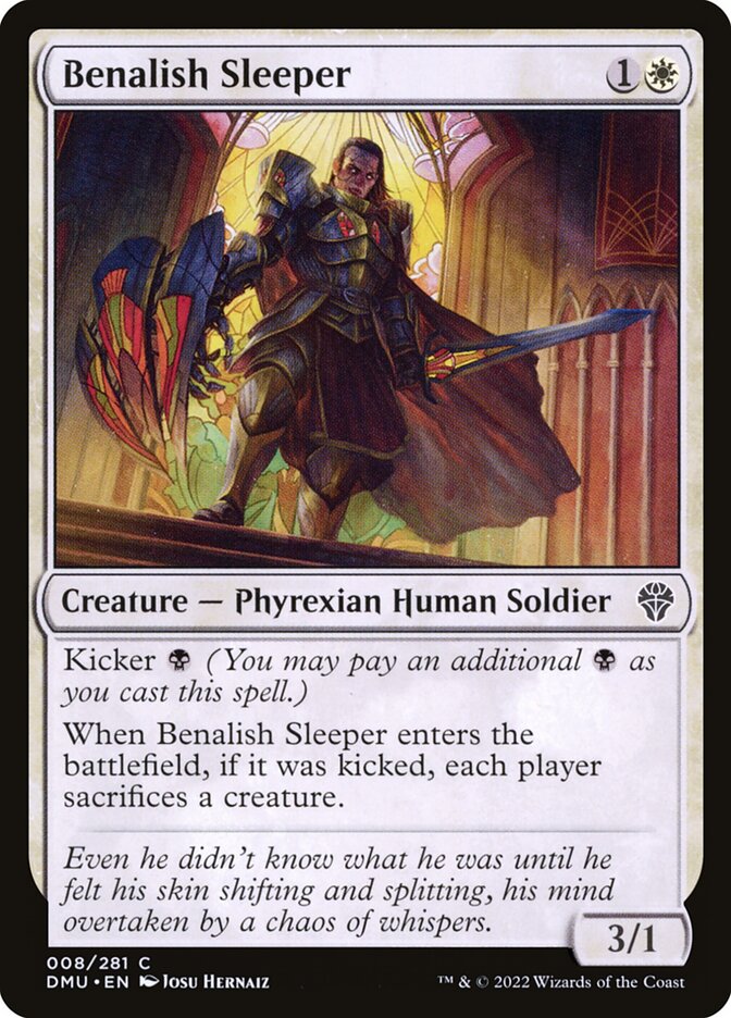This Is An Image Of The Magic The Gathering Card Benalish Sleeper From The Set Dominaria United - Designed By Artist Josu Hernaiz