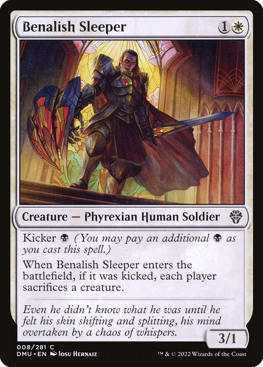This Is An Image Of The Magic The Gathering Card Benalish Sleeper From The Set Dominaria United - Designed By Artist Josu Hernaiz