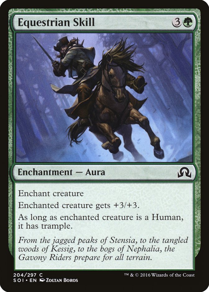 This Is An Image Of The Magic The Gathering Card Equestrian Skill From The Set Shadows over Innistrad - Designed By Artist Zoltan Boros