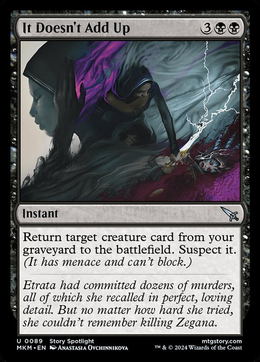 This Is An Image Of The Magic The Gathering Card It Doesn't Add Up From The Set Murders at Karlov Manor - Designed By Artist Anastasia Ovchinnikova