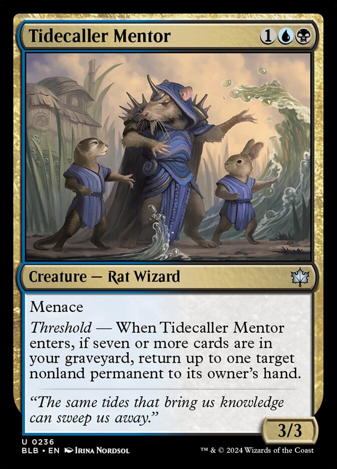 This Is An Image Of The Magic The Gathering Card Tidecaller Mentor From The Set Bloomburrow - Designed By Artist Irina Nordsol