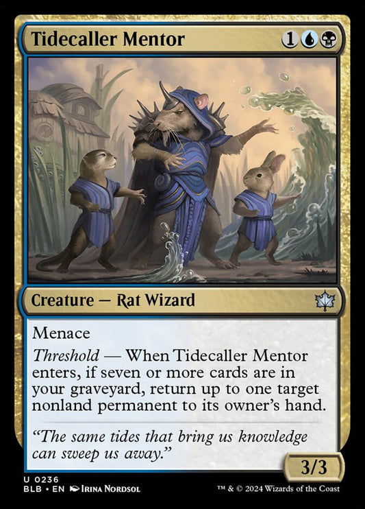 This Is An Image Of The Magic The Gathering Card Tidecaller Mentor From The Set Bloomburrow - Designed By Artist Irina Nordsol