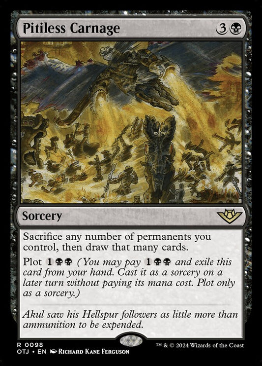 This Is An Image Of The Magic The Gathering Card Pitiless Carnage From The Set Outlaws of Thunder Junction - Designed By Artist Richard Kane Ferguson