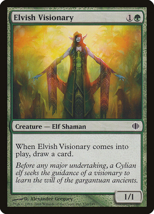 This Is An Image Of The Magic The Gathering Card Elvish Visionary From The Set Commander Legends - Designed By Artist D. Alexander Gregory