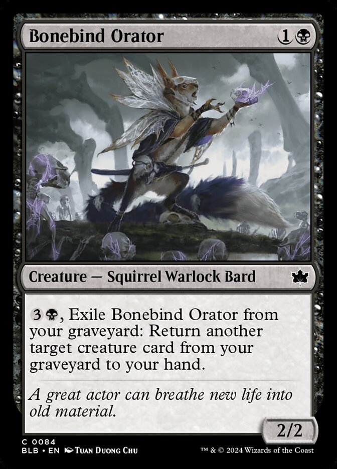 This Is An Image Of The Magic The Gathering Card Bonebind Orator From The Set Bloomburrow - Designed By Artist Tuan Duong Chu