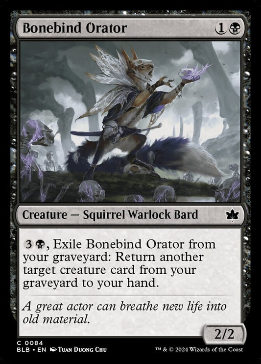 This Is An Image Of The Magic The Gathering Card Bonebind Orator From The Set Bloomburrow - Designed By Artist Tuan Duong Chu