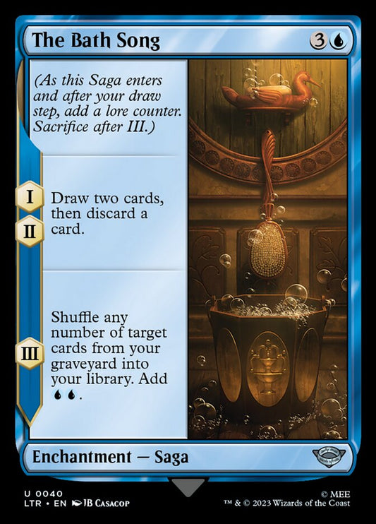 This Is An Image Of The Magic The Gathering Card The Bath Song From The Set The Lord of the Rings: Tales of Middle-earth - Designed By Artist JB Casacop