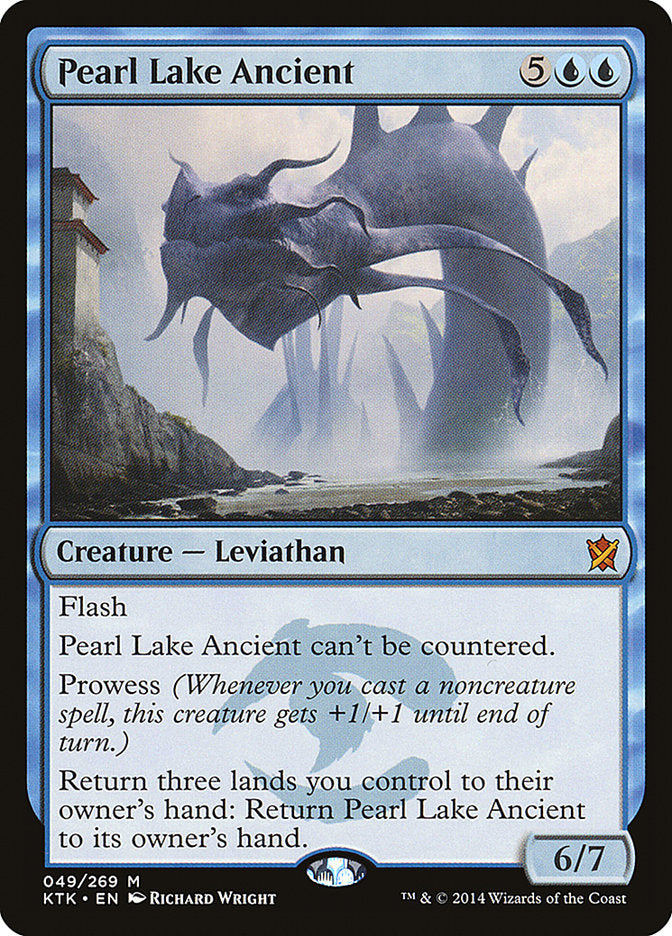 This Is An Image Of The Magic The Gathering Card Pearl Lake Ancient From The Set Khans of Tarkir - Designed By Artist Richard Wright