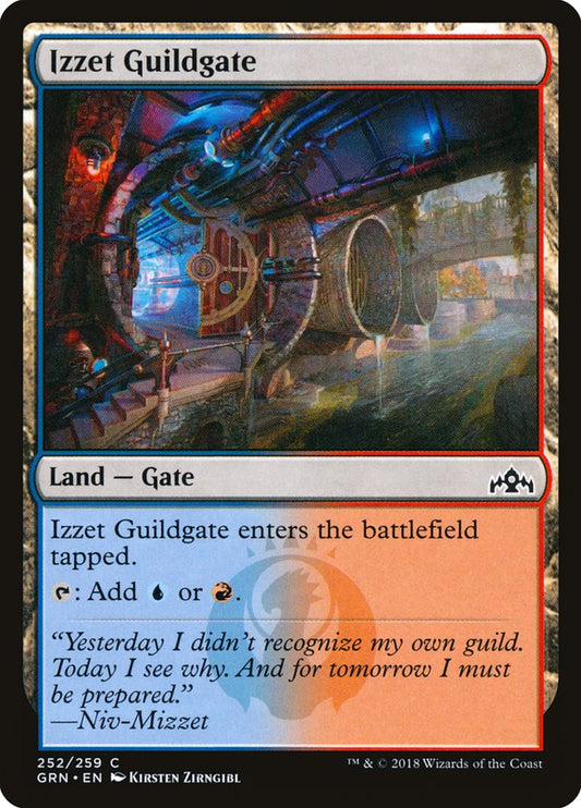 This Is An Image Of The Magic The Gathering Card Izzet Guildgate From The Set Foundations - Designed By Artist Kirsten Zirngibl