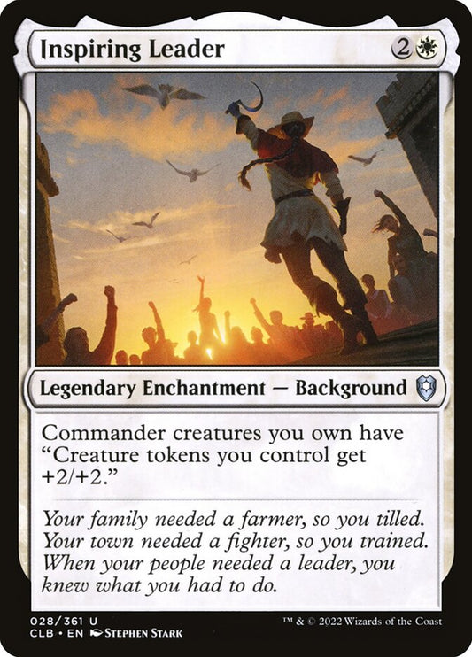 This Is An Image Of The Magic The Gathering Card Inspiring Leader From The Set Commander Legends: Battle for Baldur's Gate - Designed By Artist Stephen Stark