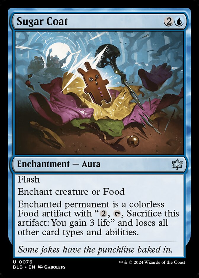 This Is An Image Of The Magic The Gathering Card Sugar Coat From The Set Bloomburrow - Designed By Artist Gaboleps