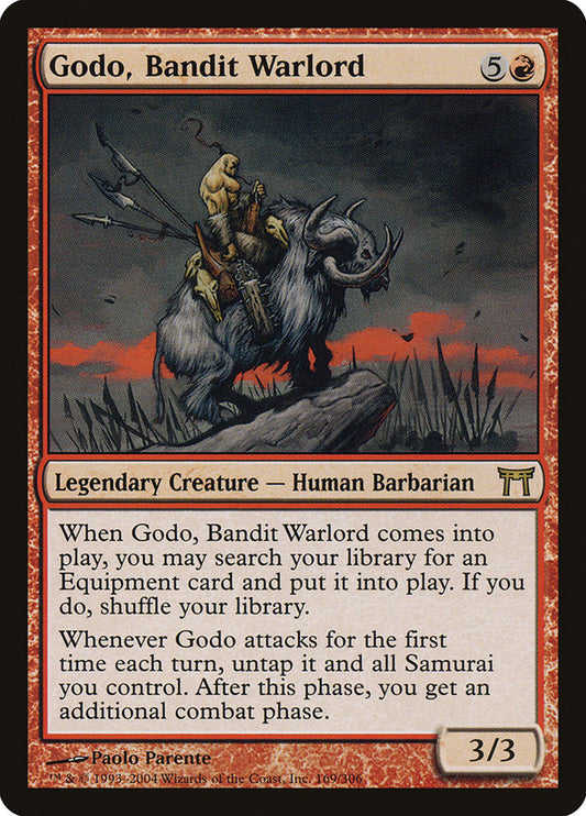 This Is An Image Of The Magic The Gathering Card Godo, Bandit Warlord From The Set Commander Masters - Designed By Artist Paolo Parente