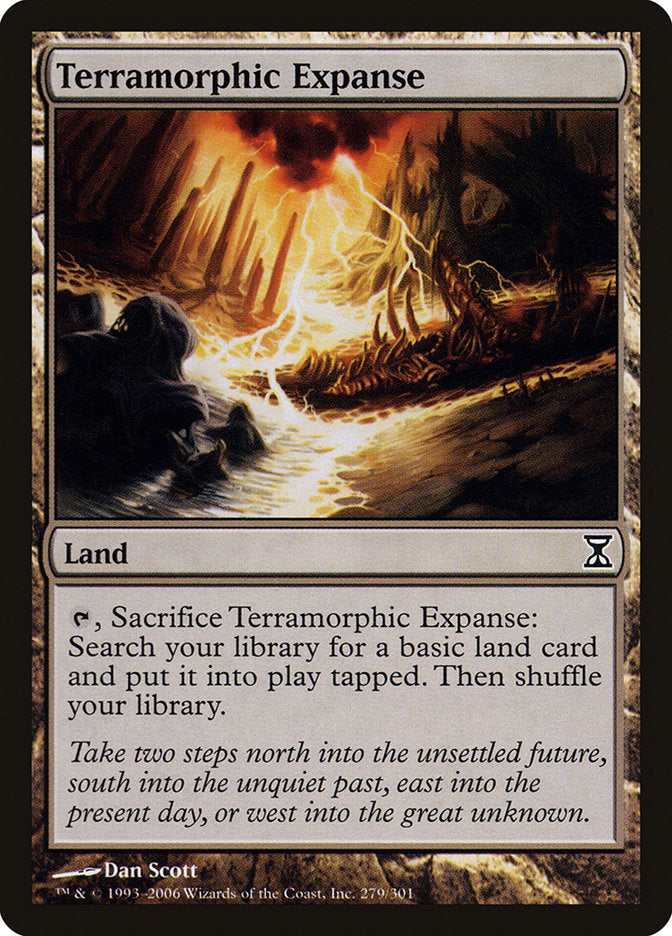 This Is An Image Of The Magic The Gathering Card Terramorphic Expanse From The Set Tarkir: Dragonstorm Commander - Designed By Artist Sam Burley