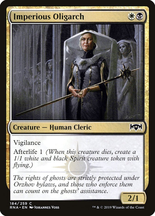 This Is An Image Of The Magic The Gathering Card Imperious Oligarch From The Set Ravnica Allegiance - Designed By Artist Johannes Voss